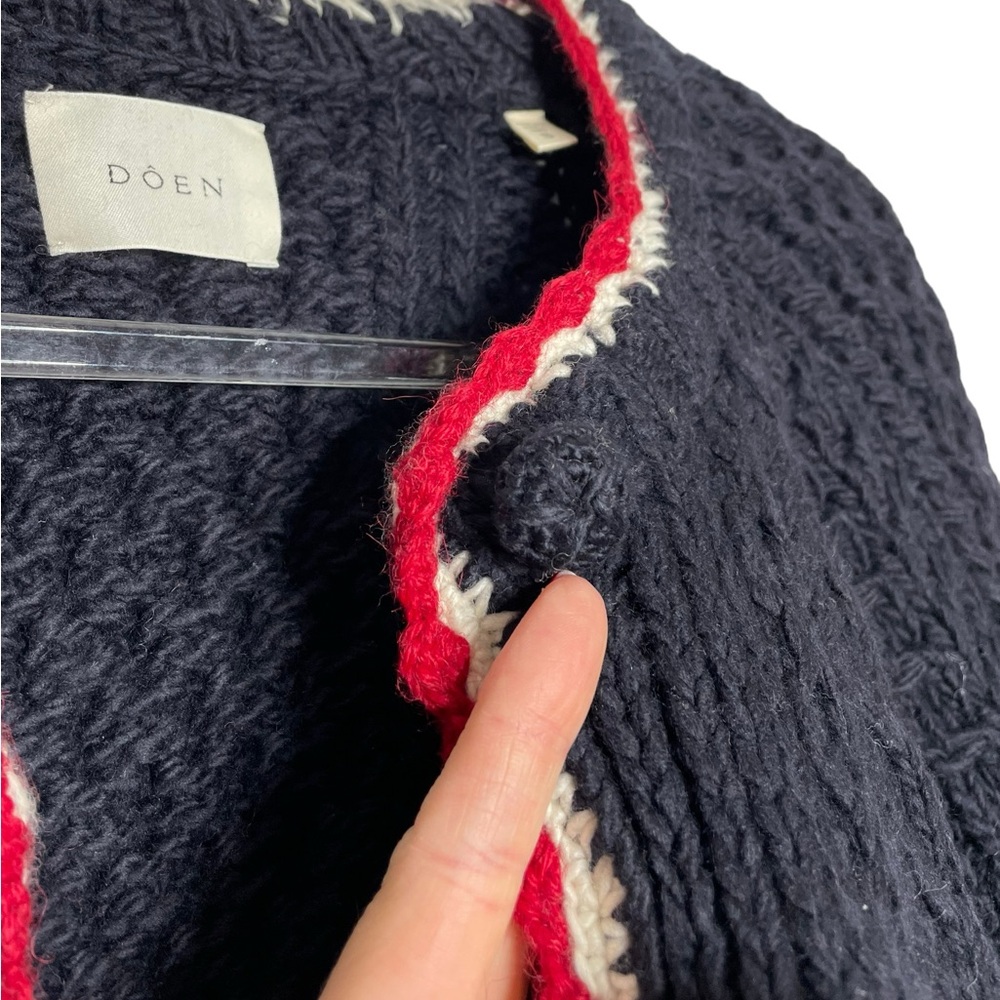 Doen | Tamara Merino Wool Cableknit Cardigan Navy Small - Picture 8 of 12